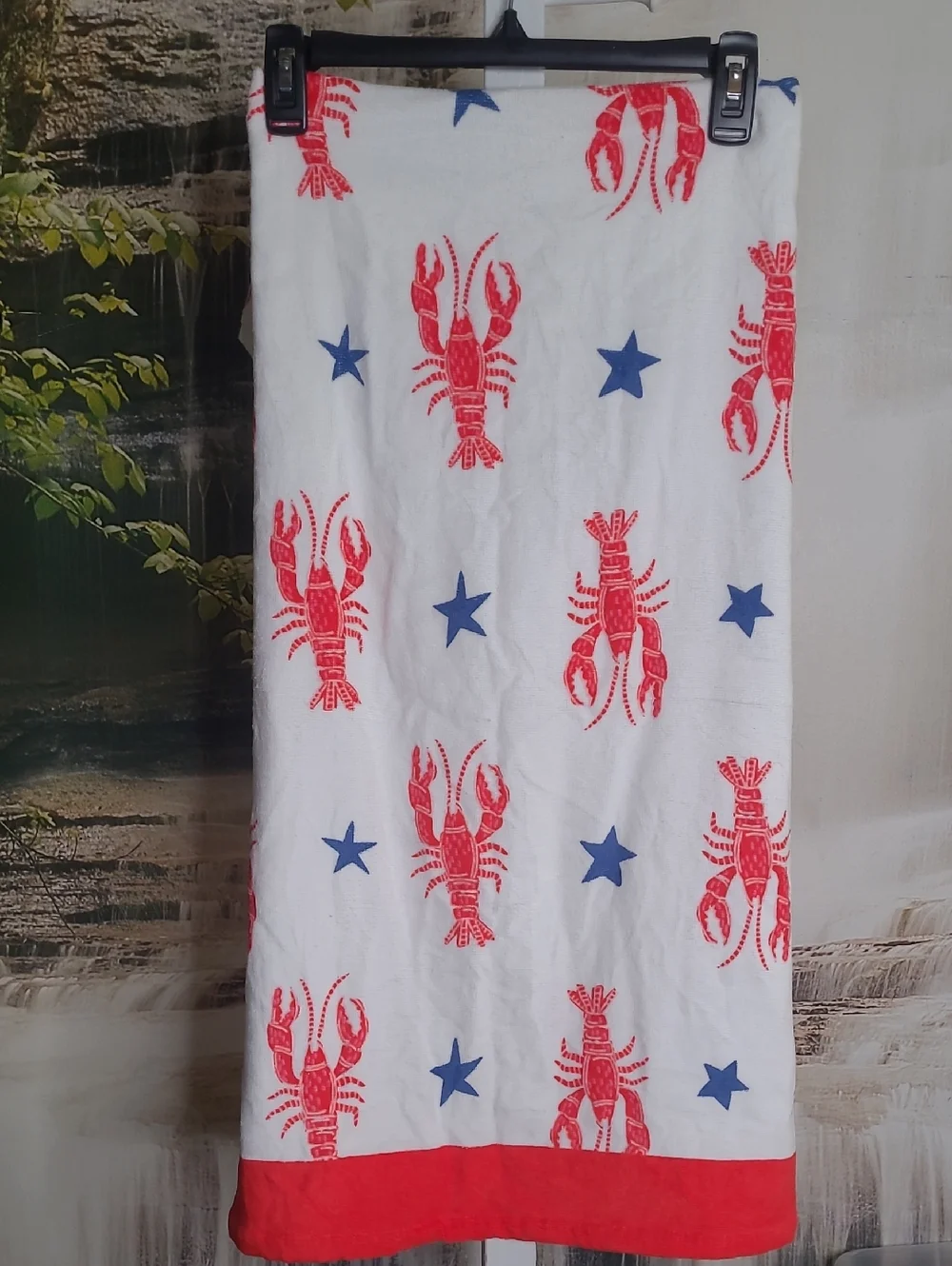 New! Sun Squad Red Lobster Print Beach Towel
